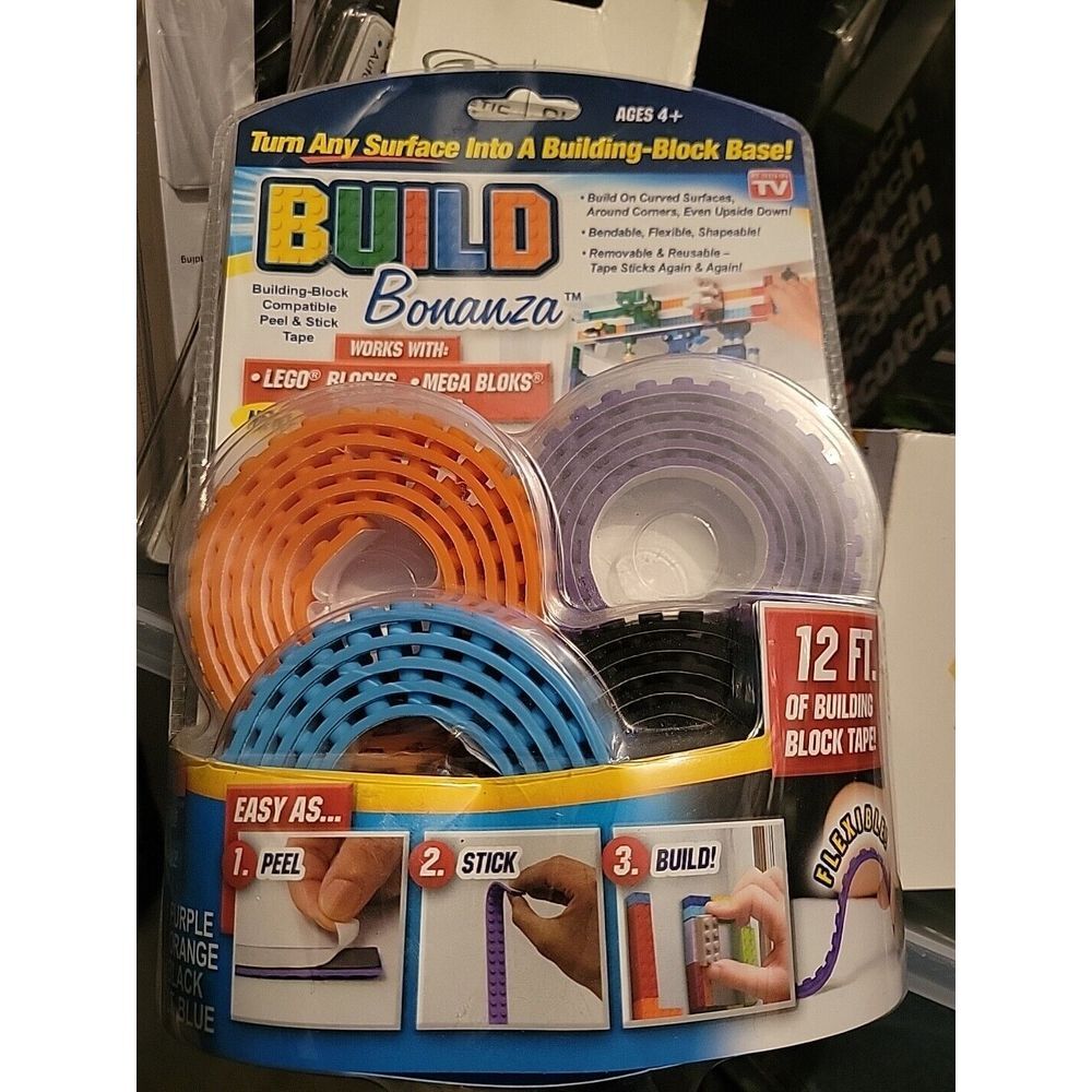 Build‎ Bonanza Flexible Peel and Stick Tape Building Block-Black,Purple,Oran